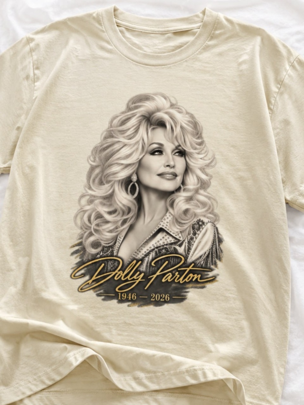 Dolly Parton Tribute Gildan Cream Women's Tee Graphic
